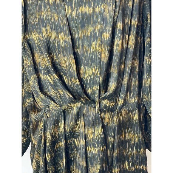 Isabel Marant‎ Black And Gold Long Sleeve Pleated Draped Mini Dress Size M - Picture 7 of 9